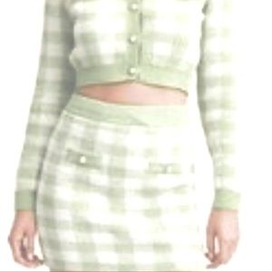 Green and white matching skirt & sweater set